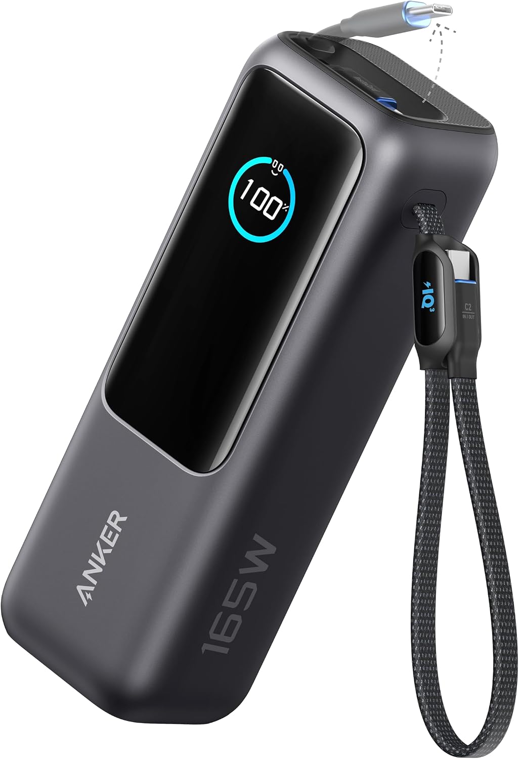 Anker Power Bank 25.000mAh para Notebook com 3 Portas USB-C 165W e Cabos Retráteis