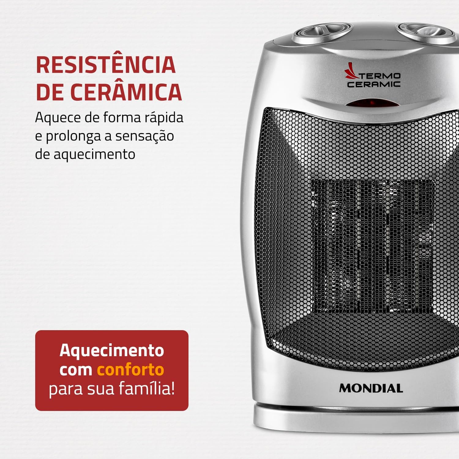 Aquecedor Termo Ceramic Mondial A-05 1500W 110V Preto Prata — foto 3