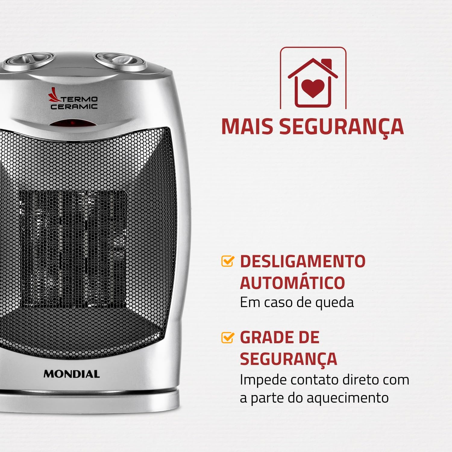 Aquecedor Termo Ceramic Mondial A-05 1500W 110V Preto Prata — foto 5