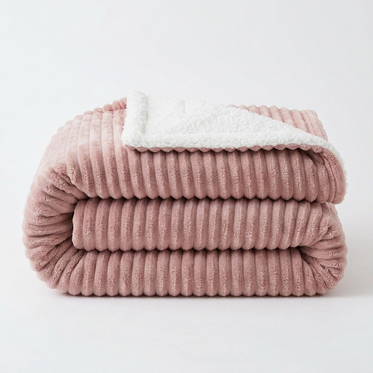 Coberdrom Manta Queen Sherpa Canelado Térmico Microfibra 2,20x2,40m - Casa Dona (Rose)