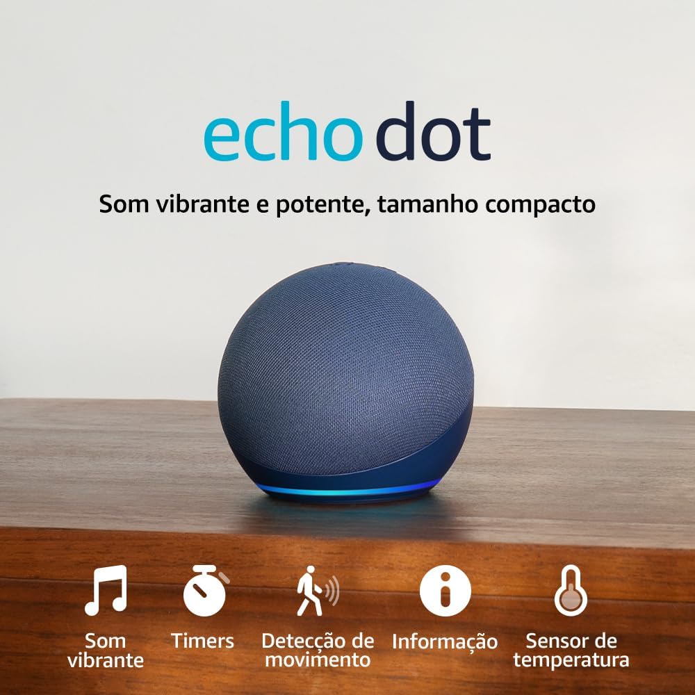 Echo Dot (Geração mais recente) - Smart speaker com Alexa, som potente, Wi-Fi e Bluetooth - Cor Azul