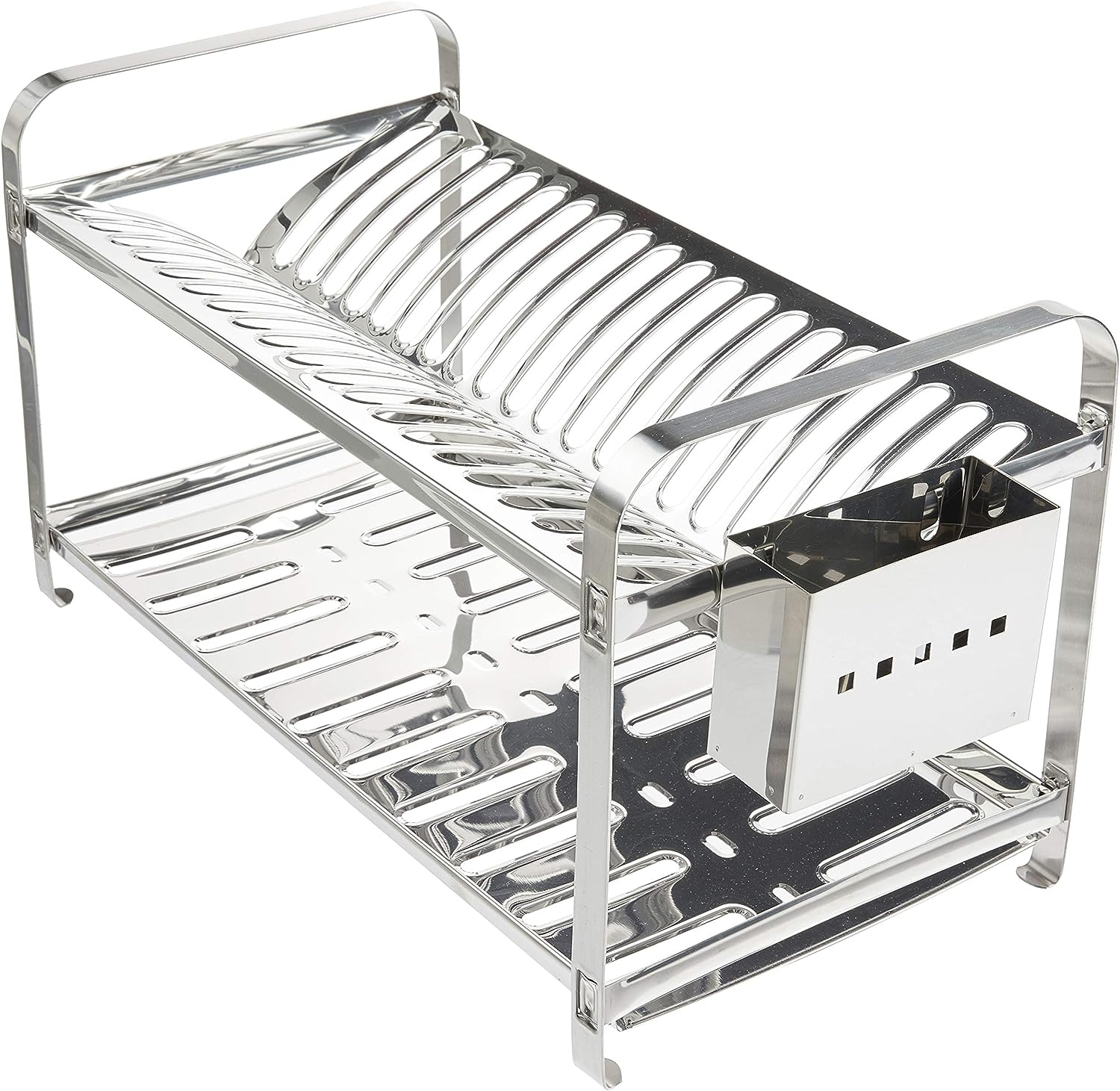 Escorredor Mak Inox Aço Inox 20 Pratos com Porta Talheres