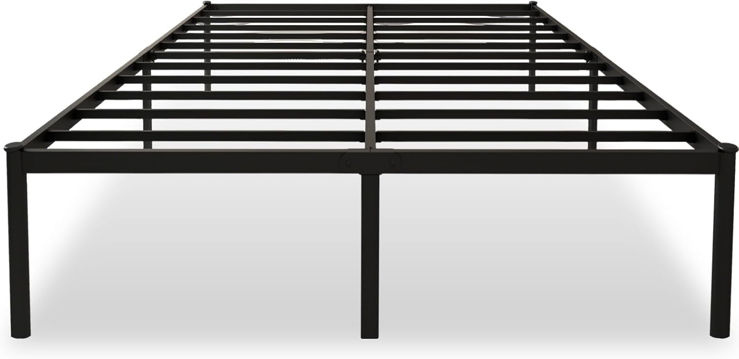 Estrutura de Cama de Metal Preta - Sem Box Spring, Espaço de Armazenamento e Montagem Rápida