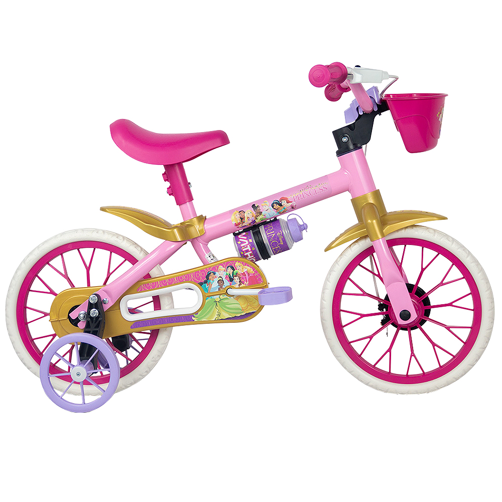 Bicicleta Infantil Aro 12 Nathor Princesas com Cestinha