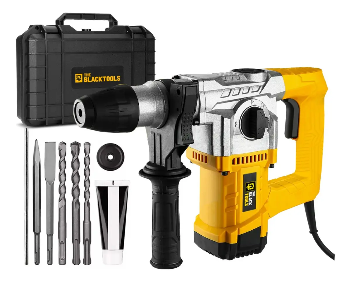 Martelete Perfurador Rompedor Professional 26mm 1100w Sds Plus 4j Com Acessorios Trm-2000 The Black Tools