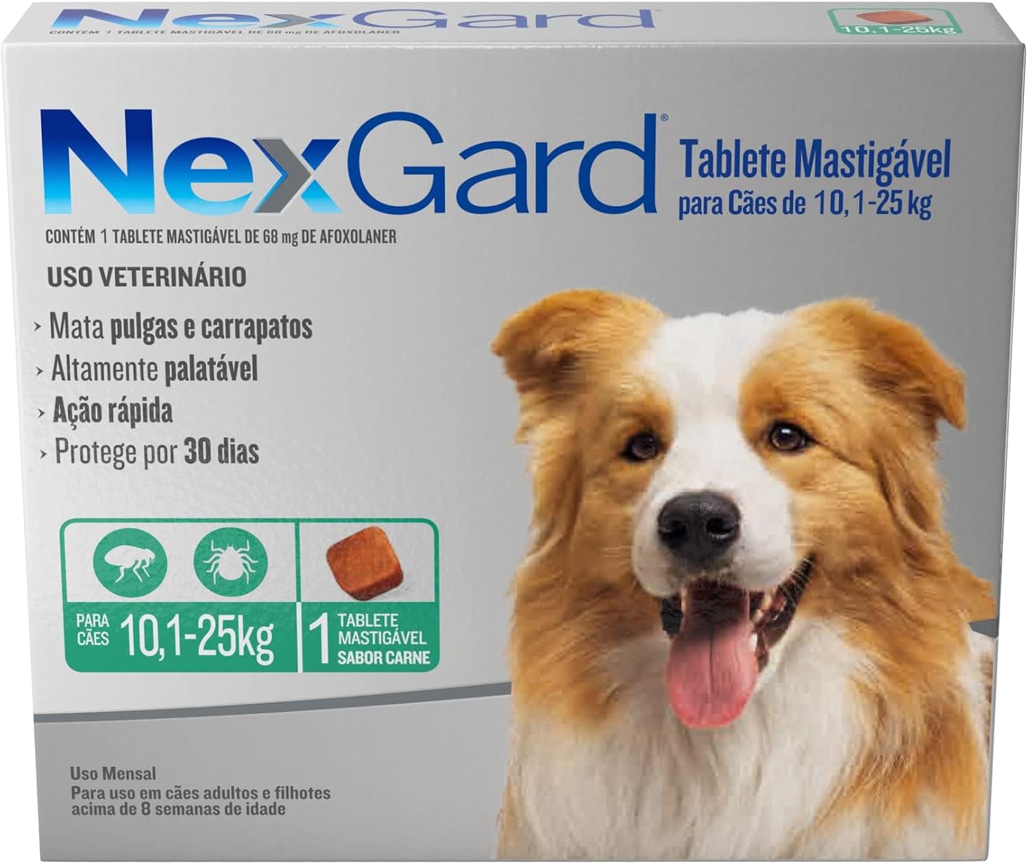 NexGard Antipulgas e Carrapatos para Cães 10,1 a 25kg - 1 Tablete