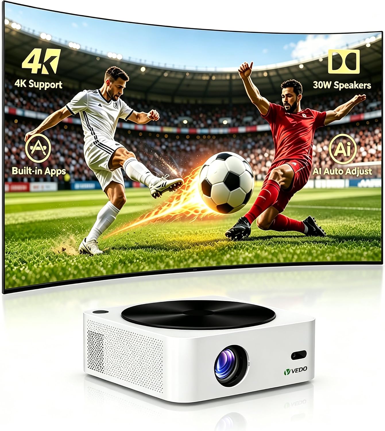 Projetor 4K 1080P Android 9.0 12000 Lumens WiFi e Bluetooth Home Theater