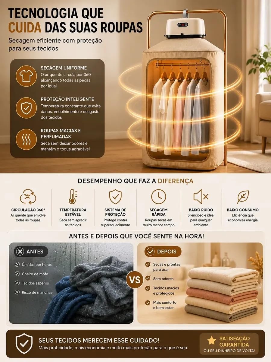 Secador de Roupas Portátil Elétrico Dobrável 220V — foto 2
